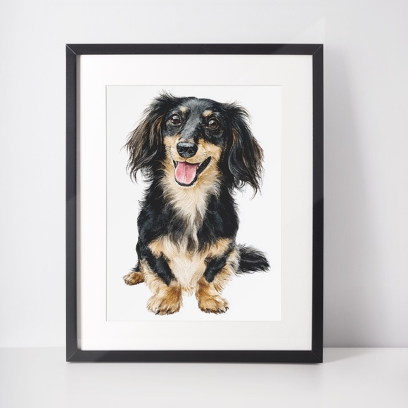 Watercolor Dachshund Dog Portrait Art Print – Unframed Fine Art Poster - Picture 3 of 5
